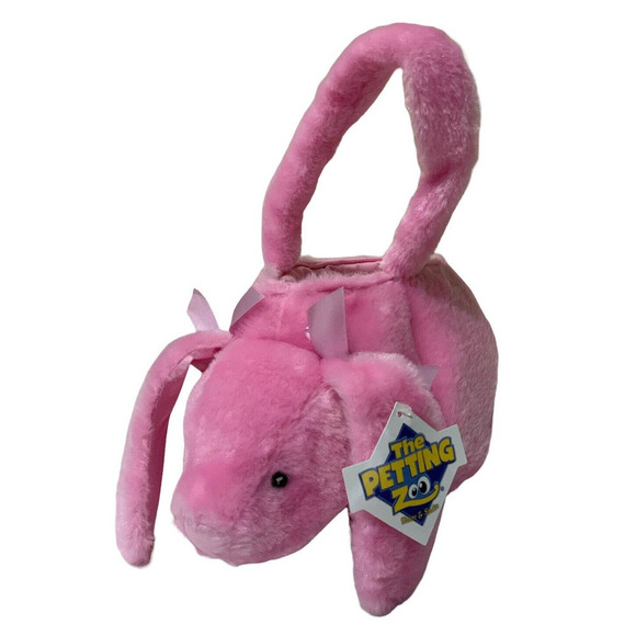 The Petting Zoo Kids Pink Easter Egg Bunny Rabbit Basket Plush Share A Smile New - Picture 1 of 10